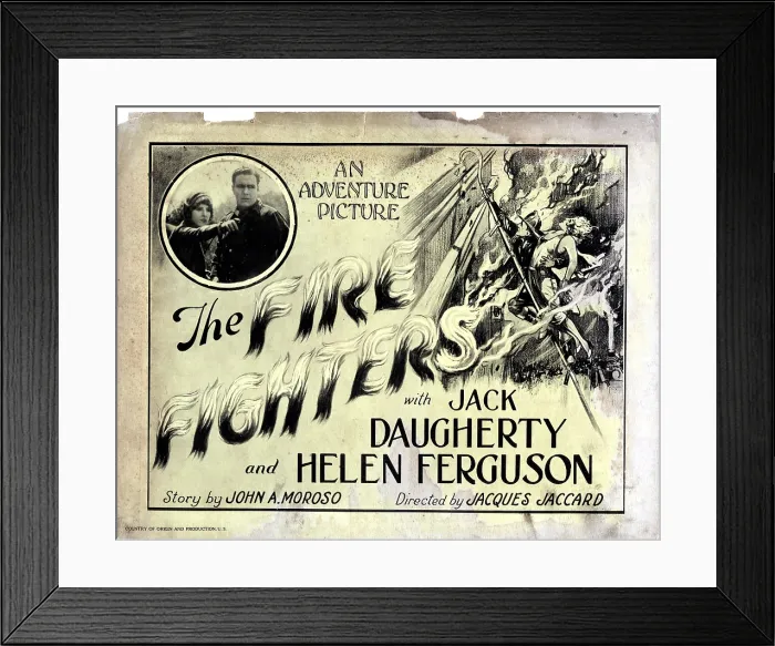 Framed Print : THE FIRE FIGHTERS, from left, inset, Helen Ferguson, Jack Daugherty, 1927