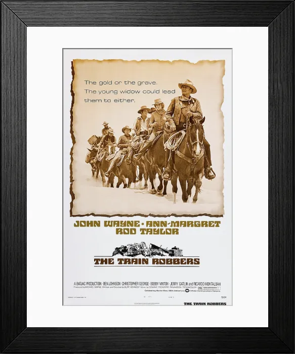 Framed Print : THE TRAIN ROBBERS, US poster art, second from right: Ann-Margret, far right: John Wayne, 1973 Framed Print : THE TRAIN ROBBERS, US poster art, second from right: Ann-Margret, far right: John Wayne, 1973