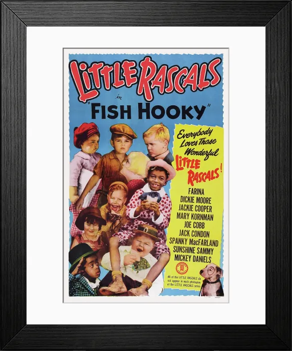 Framed Print : FISH HOOKY, US poster art, top, left to right: Spanky MacFarland, Dickie Moore, Jackie Cooper; center, left to right: Mary Kornman, Mickey Daniels