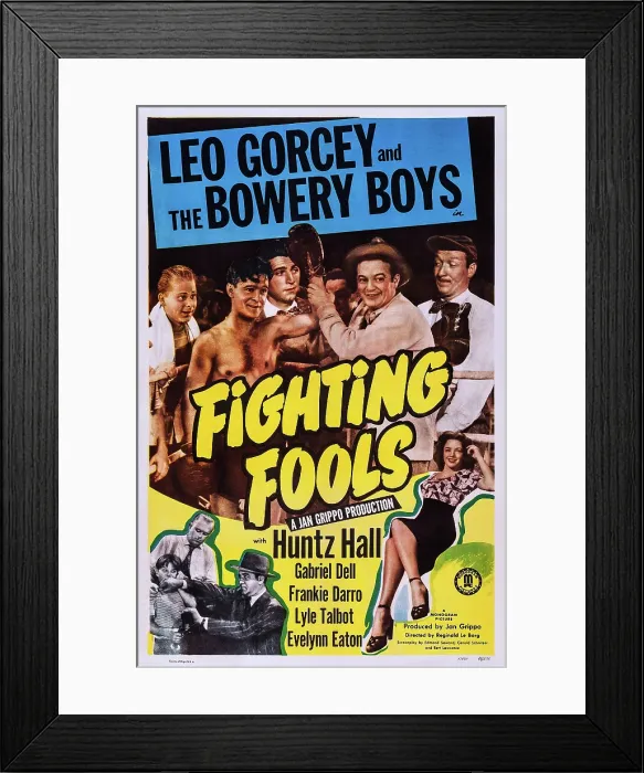 Framed Print : FIGHTING FOOLS, US poster art, top from left: Benny Bartlett, Frankie Darro, Gabriel Dell (back), Huntz Hall, Leo Gorcey, 1949