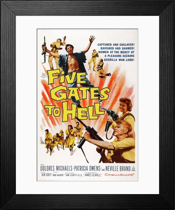 Framed Print : FIVE GATES TO HELL, top: Nobu McCarthy, bottom: Patricia Owens, Dolores Michaels, 1959. TM and Copyright 20th Century Fox Film Corp