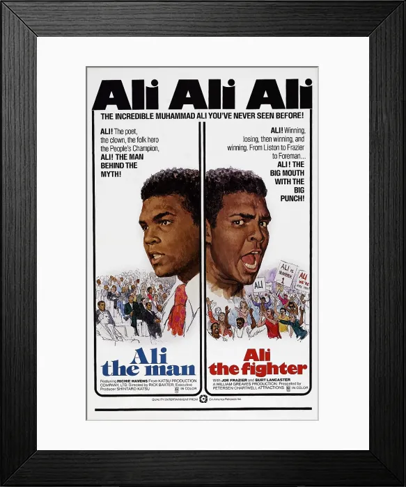 Framed Print : THE FIGHTERS, (aka ALI THE FIGHTER, aka ALI, THE MAN), Muhammad Ali on poster art, 1974