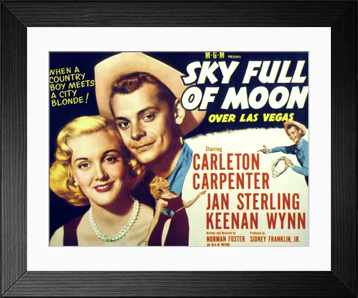 Framed Print : SKY FULL OF MOON, US lobbycard, from left: Jan Sterling, Carleton Carpenter, 1952