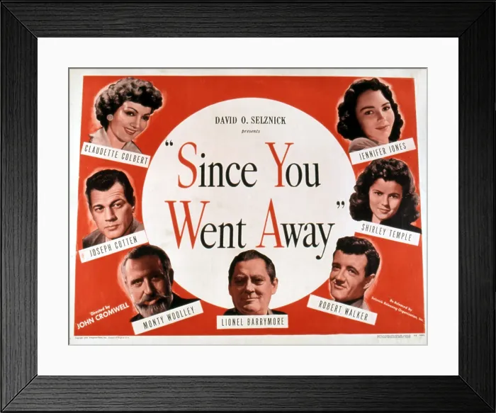 Framed Print : SINCE YOU WENT AWAY, (clockwise from l-r): Claudette Colbert, Joseph Cotten, Monty Woolley, Lionel Barrymore, Robert Walker, Shirley Temple, Jennifer Jones, 1944