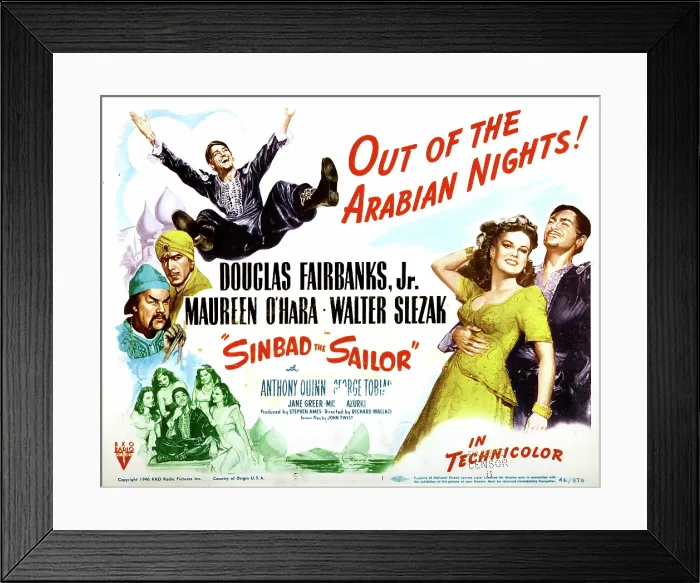 Framed Print : SINBAD THE SAILOR, Walter Slezak, Anthony Quinn, Douglas Fairbanks Jr, Maureen O'Hara, 1947
