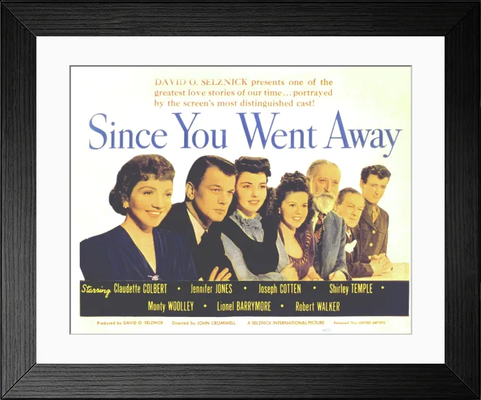 Framed Print : SINCE YOU WENT AWAY, Claudette Colbert, Joseph Cotten, Jennifer Jones, Shirley Temple, Monty Woolley, Lionel Barrymore, Robert Walker, 1944