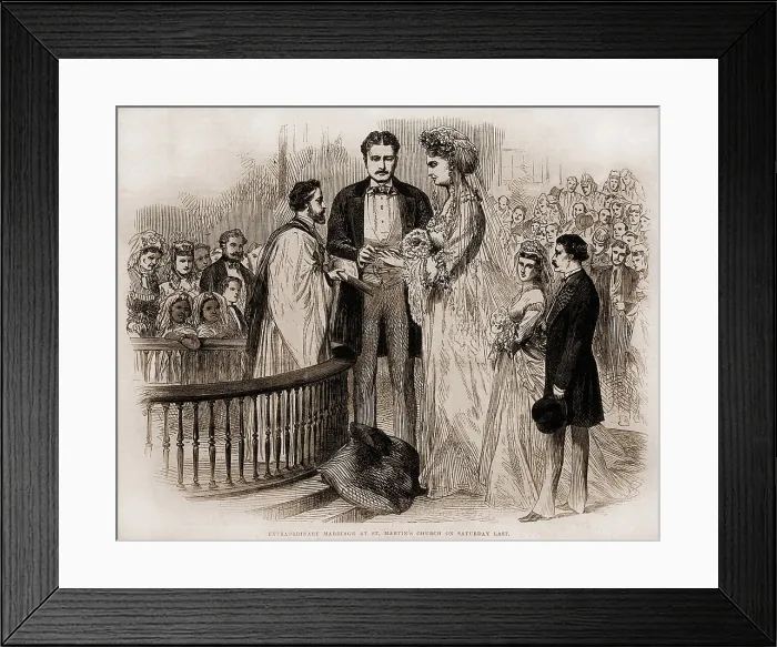 Framed Print : Marriage of Captain Martin van Buren Bates to Anna Swan, at St. Martin-in-the-Fields, London, June 17, 1871