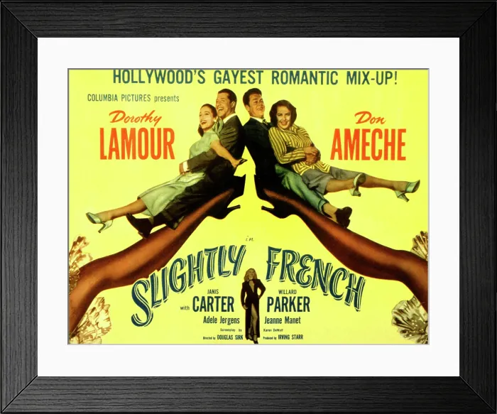 Framed Print : SLIGHTLY FRENCH, Dorothy Lamour, Don Ameche, Willard Parker, Janis Carter, Adele Jergens, 1949 Framed Print : SLIGHTLY FRENCH, Dorothy Lamour, Don Ameche, Willard Parker, Janis Carter, Adele Jergens, 1949