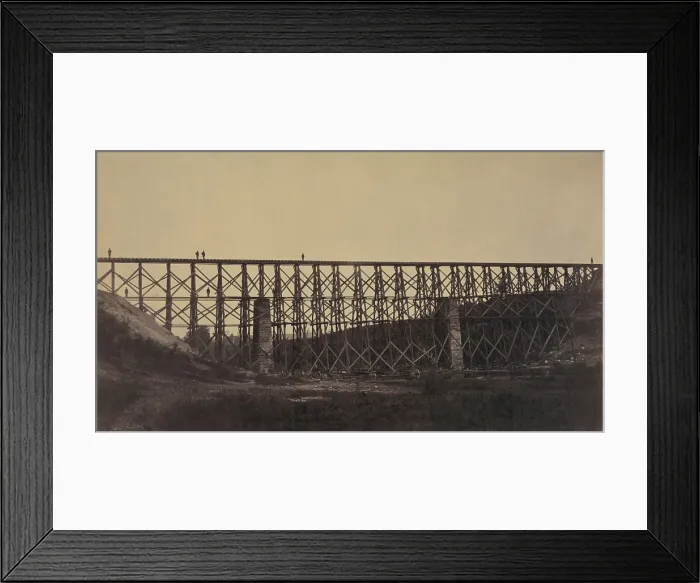 Framed Print : In May 1864, Confederates destroyed yet another Military railroad bridge over Potomac Creek. This reconstruction started at May 20, 1864, at 5 AM