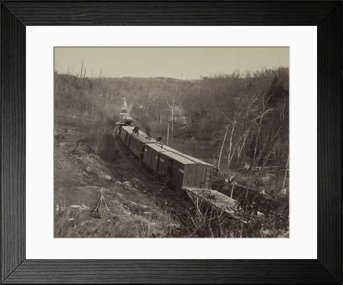 Framed Print : US Military Railroad train stopped on the tracks of the Orange and Alexandria Railroad near Union Mills, Virginia