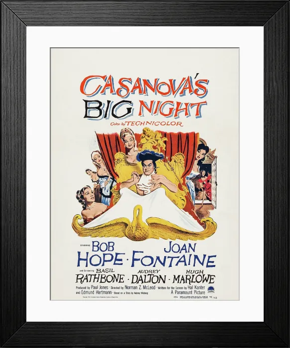 Framed Print : CASANOVA'S BIG NIGHT, Joan Fontaine, Bob Hope, Audrey Dalton, 1954 Framed Print : CASANOVA'S BIG NIGHT, Joan Fontaine, Bob Hope, Audrey Dalton, 1954