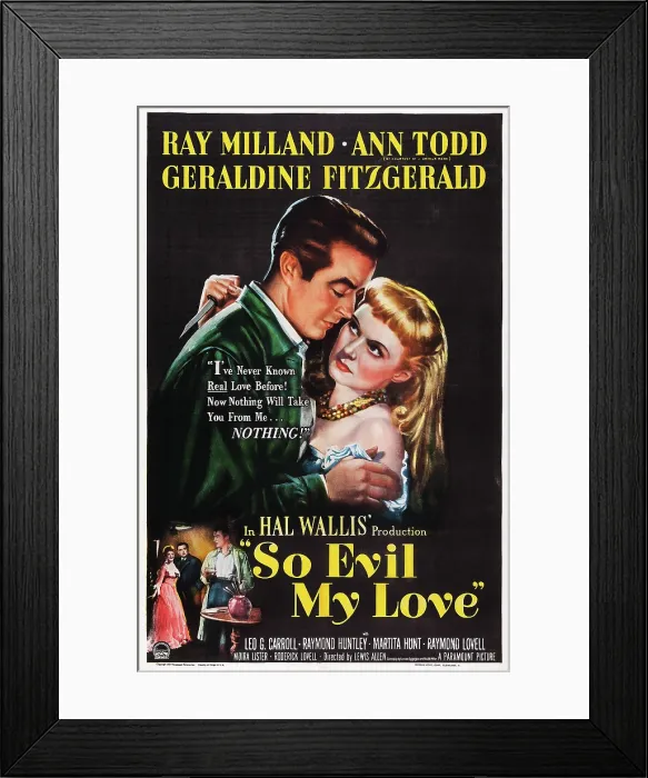 Framed Print : SO EVIL MY LOVE, US poster art, from left: Ray Milland, Ann Todd, 1948