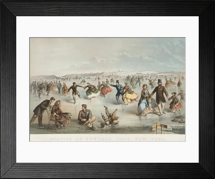 Framed Print : Skating on Central Park, New York, 1861, by John H. Bufford