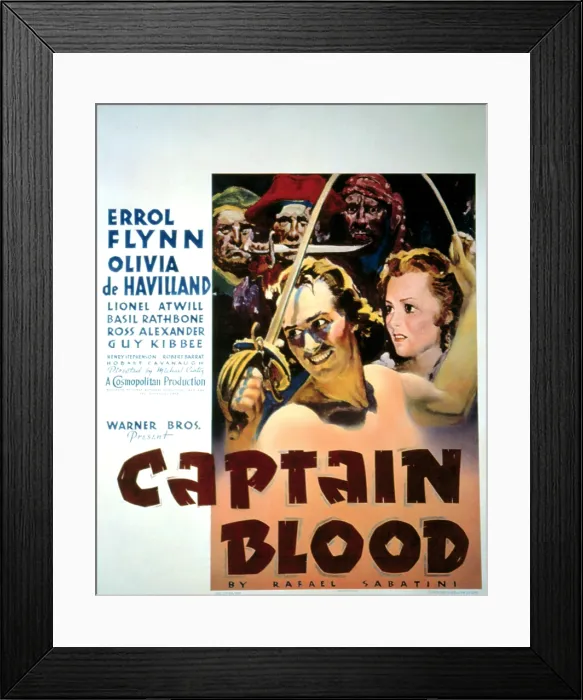 Framed Print : CAPTAIN BLOOD, Errol Flynn, Olivia de Havilland, 1935