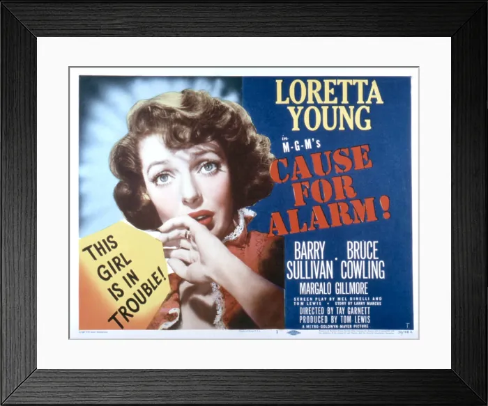 Framed Print : CAUSE FOR ALARM!, Loretta Young, 1951