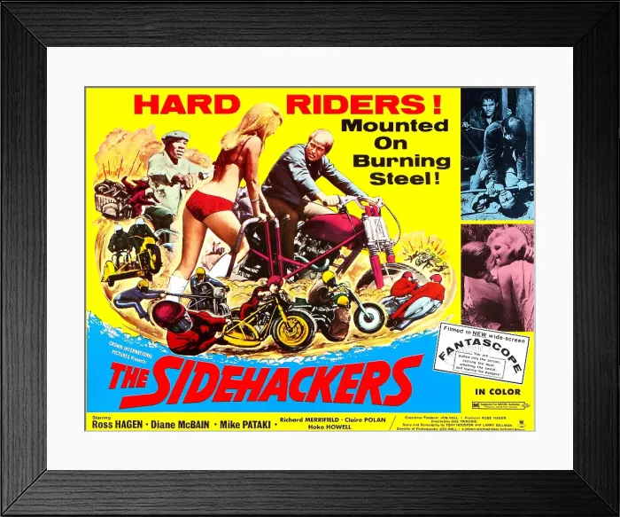 Framed Print : FIVE THE HARD WAY, (aka THE SIDEHACKERS), Ross Hagen (on motorcycle right), 1969