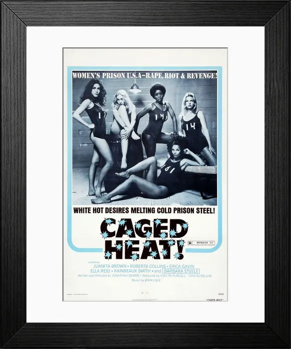 Framed Print : CAGED HEAT, US poster, clockwise from top left: Erica Gavin, Cheryl Rainbeaux Smith, Ella Reid, Roberta Collins, Juanita Brown, 1974
