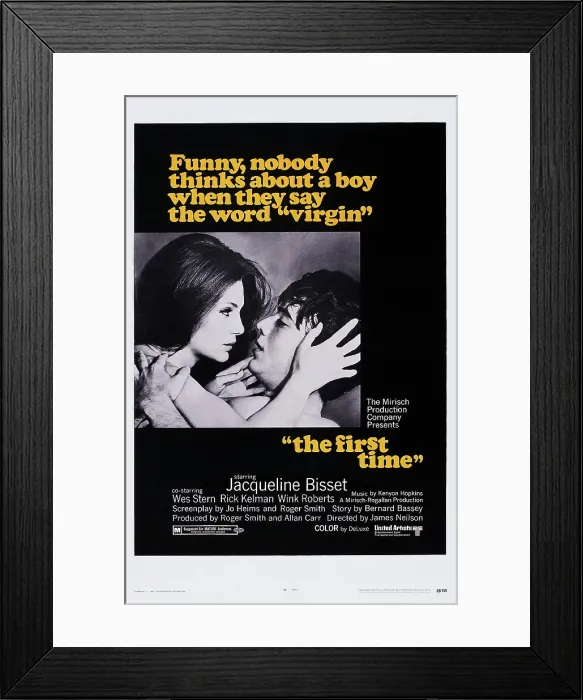 Framed Print : THE FIRST TIME, US poster, from left: Jacqueline Bisset, Wes Stern, 1969 Framed Print : THE FIRST TIME, US poster, from left: Jacqueline Bisset, Wes Stern, 1969