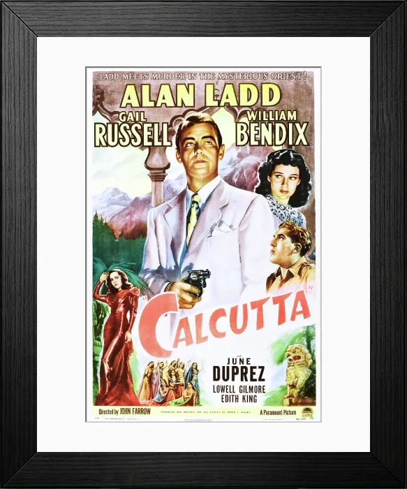 Framed Print : CALCUTTA, Alan Ladd, Gail Russell, William Bendix, June Duprez, 1947