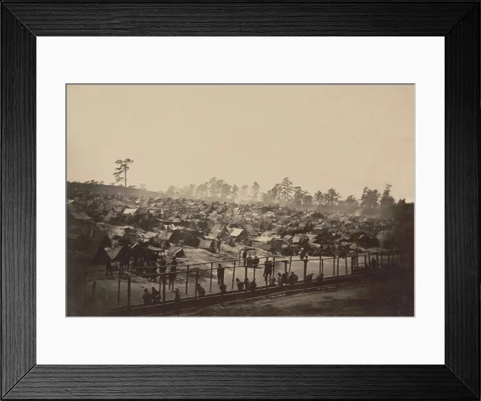 Framed Print : Andersonville Prison, Georgia, was photographed by A. J. Riddle, on August 17, 1864