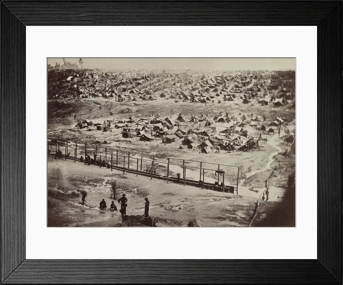 Framed Print : Andersonville Prison, Georgia, was photographed by A. J. Riddle, on August 17, 1864