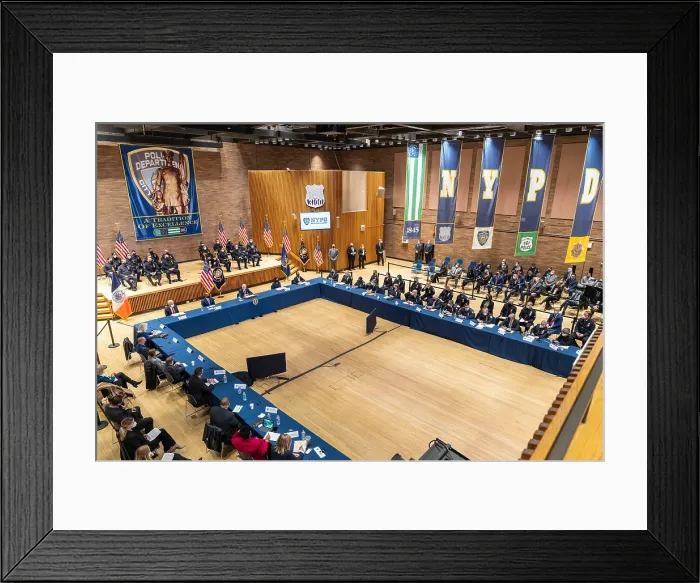 Framed Print : President Joe Biden, with New York politicians and law enforcement, attends a Gun Violence Prevention Task Force meeting, Feb. 3, 2022. Biden announced the US Justice Dept