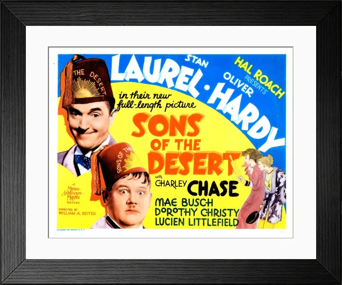 Framed Print : SONS OF THE DESERT, US poster, from left: Stan Laurel, Oliver Hardy, 1933 Framed Print : SONS OF THE DESERT, US poster, from left: Stan Laurel, Oliver Hardy, 1933