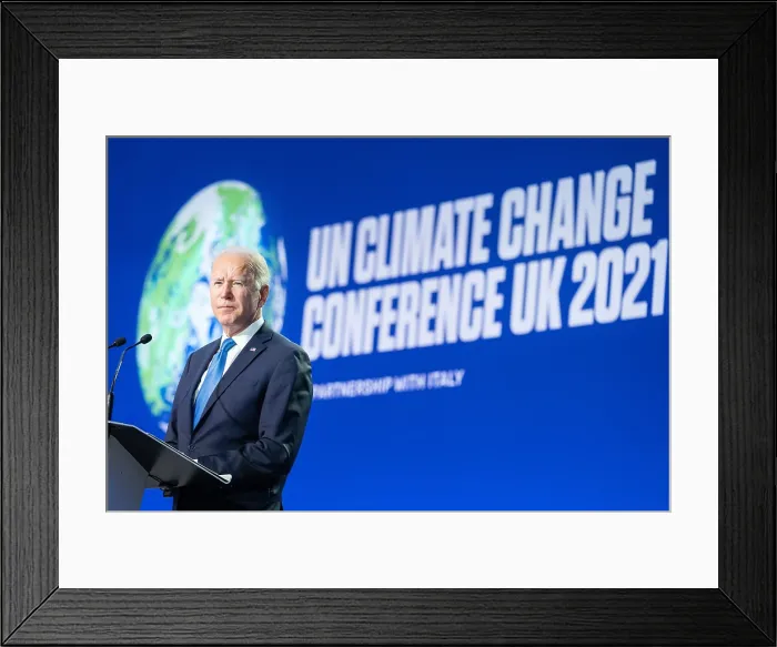Framed Print : President Joe Biden speaks at the UN Climate Change Conference in Glasgow, Scotland, Nov. 2, 2021