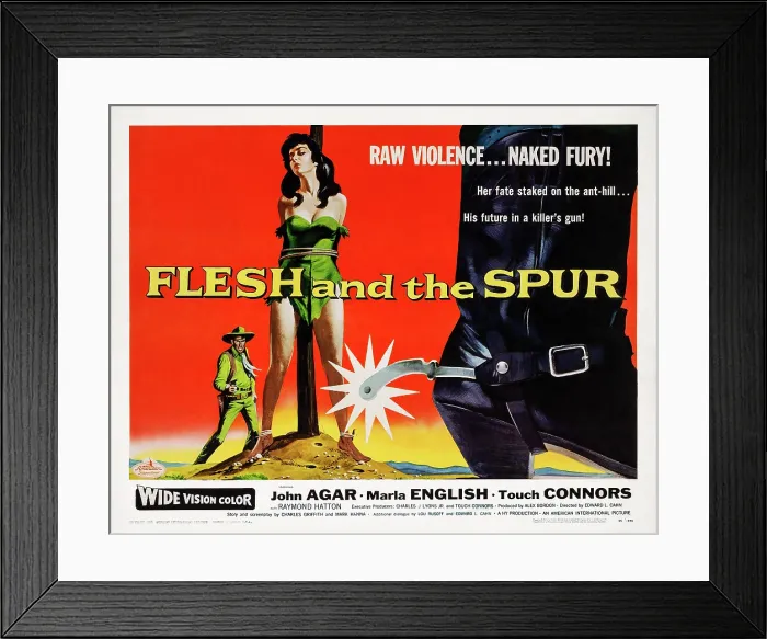 Framed Print : FLESH AND THE SPUR, US poster art, Marla English, 1956 Framed Print : FLESH AND THE SPUR, US poster art, Marla English, 1956
