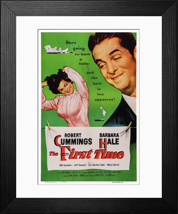 Framed Print : THE FIRST TIME, US poster art, from left: Barbara Hale, Robert Cummings, 1952 Framed Print : THE FIRST TIME, US poster art, from left: Barbara Hale, Robert Cummings, 1952