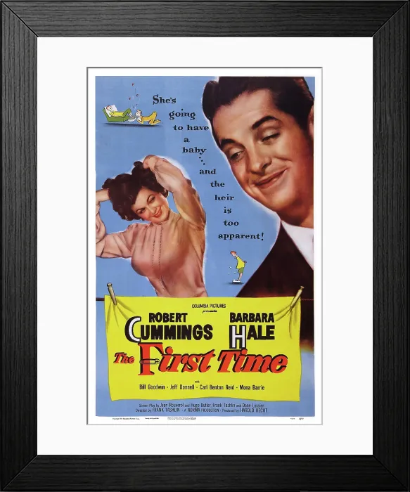 Framed Print : THE FIRST TIME, US poster art, from left: Barbara Hale, Robert Cummings, 1952 Framed Print : THE FIRST TIME, US poster art, from left: Barbara Hale, Robert Cummings, 1952