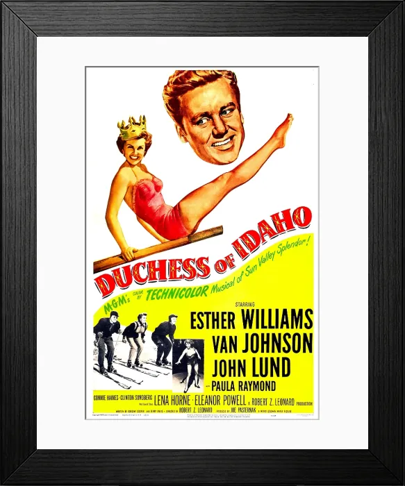 Framed Print : DUCHESS OF IDAHO, US poster, top from left: Esther Williams, Van Johnson, 1950 Framed Print : DUCHESS OF IDAHO, US poster, top from left: Esther Williams, Van Johnson, 1950