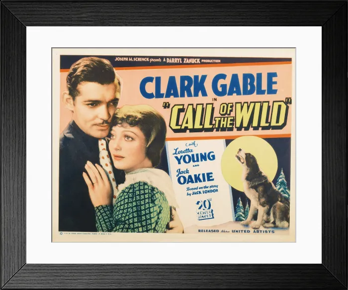 Framed Print : THE CALL OF THE WILD, US lobbycard, from left: Clark Gable, Loretta Young, 1935. TM and copyright 20th Century Fox Film Corp. All rights reserved /  Courtesy: Everett Collection