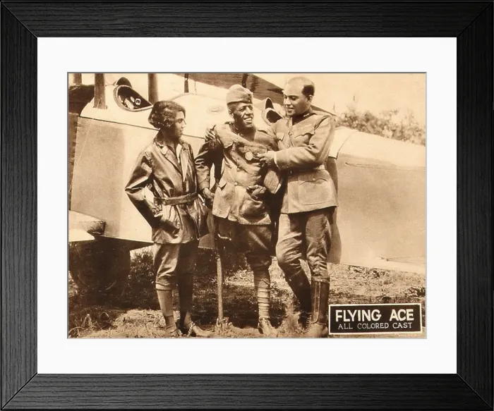Framed Print : THE FLYING ACE, left: Kathryn Boyd, far right: Lawrence Griner on lobbycard, 1926