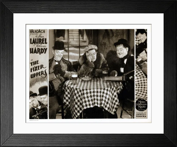 Framed Print : THE FIXER UPPERS, lobbycard, inset, from left: Stan Laurel, Arthur Housman, Oliver Hardy, 1935 Framed Print : THE FIXER UPPERS, lobbycard, inset, from left: Stan Laurel, Arthur Housman, Oliver Hardy, 1935