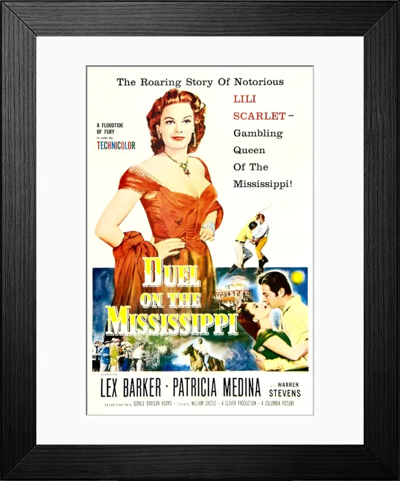 Framed Print : DUEL ON THE MISSISSIPPI, US poster, Patricia Medina, Lex barker, 1955 Framed Print : DUEL ON THE MISSISSIPPI, US poster, Patricia Medina, Lex barker, 1955