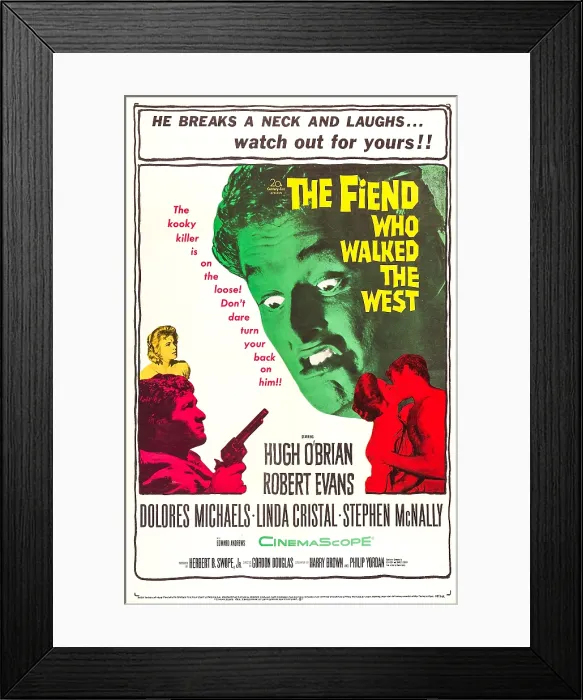 Framed Print : THE FIEND WHO WALKED THE WEST, US poster, Hugh O'Brian (center), 1958. TM and Copyright 20th Century Fox Film Corp. All rights reserved / courtesy Everett Collection