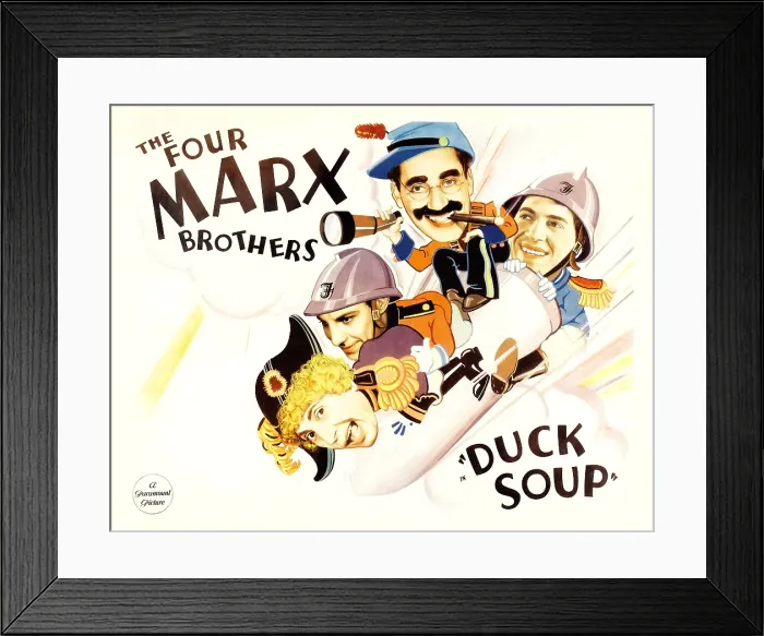 Framed Print : DUCK SOUP, from left: Harpo Marx, Zeppo Marx, Groucho Marx, Chico Marx, 1933