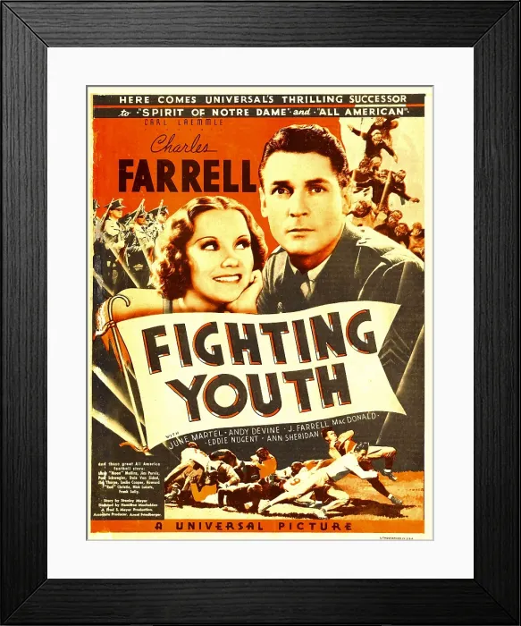 Framed Print : FIGHTING YOUTH, from left: June Martel, Charles Farrell on window card, 1935