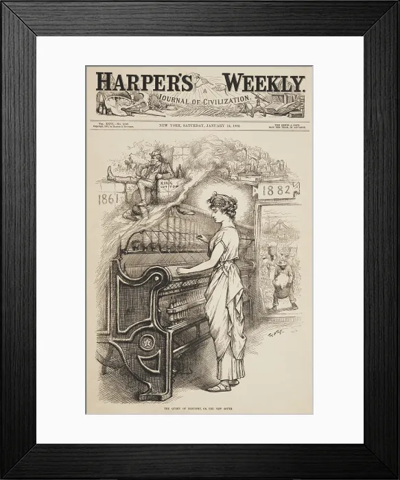 Framed Print : The Queen of Industry, or The New South, by Thomas Nast, 1882