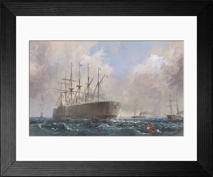 Framed Print : Telegraph Cable Fleet at Sea, 1865, watercolor painting by British Artist, Robert Charles Dudley