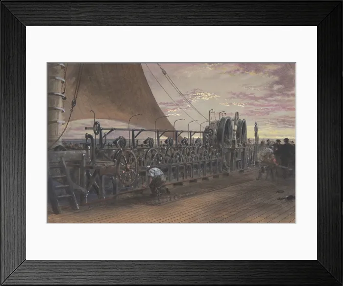 Framed Print : The Paying-out Machinery in the Stern of the Great Eastern, 1865 watercolor painting by British Artist, Robert Charles Dudley