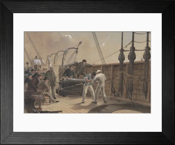 Framed Print : Splicing the Cable on Board the Great Eastern, July 25, 1865, watercolor painting by British artist, Robert Charles Dudley Framed Print : Splicing the Cable on Board the Great Eastern, July 25, 1865, watercolor painting by British artist, Robert Charles Dudley