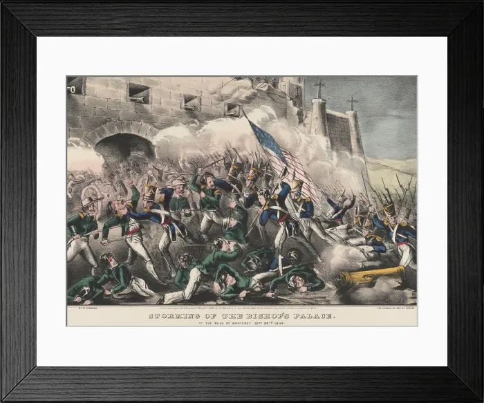 Framed Print : Mexican American War. Battle of Monterey, the Storming of the Bishop's Palace Hill, Sept. 22, 1846 Framed Print : Mexican American War. Battle of Monterey, the Storming of the Bishop's Palace Hill, Sept. 22, 1846