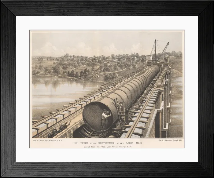 Framed Print : New Croton Aqueduct was built over the High Bridge between the Bronx and Yonkers in 1862. It was needed to meet the increased water needs of New York City and operated until 1917