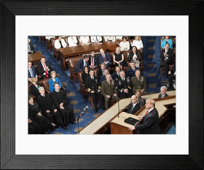 Framed Print : President Donald Trump delivering his State of the Union address to a joint session of Congress in the Capitol, Feb. 5, 2019 Framed Print : President Donald Trump delivering his State of the Union address to a joint session of Congress in the Capitol, Feb. 5, 2019