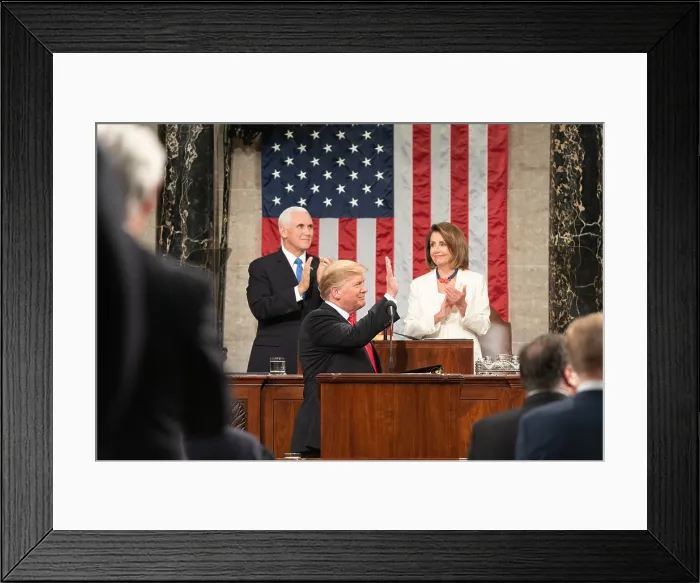 Framed Print : President Donald Trump before his State of the Union address to a joint session of Congress in the Capitol, Feb. 5, 2019