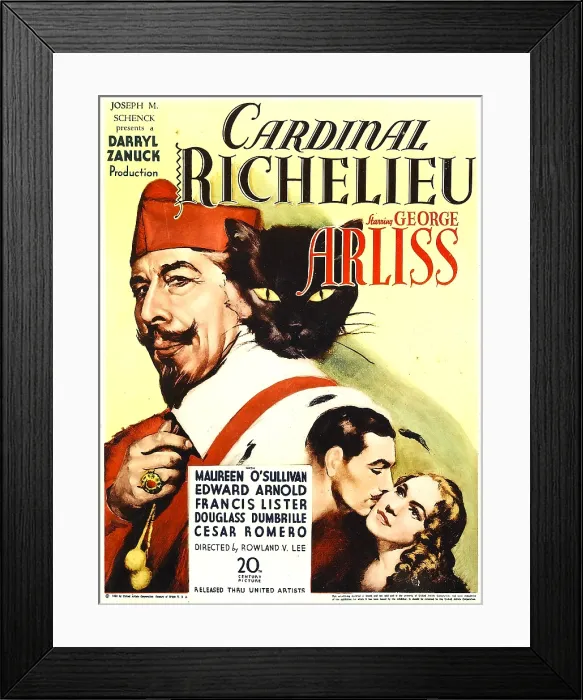 Framed Print : CARDINAL RICHELIEU, George Arliss, Cesar Romero, Maureen O'Sullivan, 1935, TM and copyright 20th Century Pictures. All rights reserved  /  Courtesy: Everett Collection