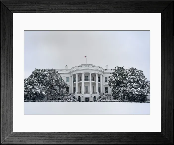 Framed Print : White House South Lawn covered in snow on January 13, 2019 (BSLOC_2019_2_202)