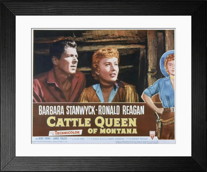 Framed Print : CATTLE QUEEN OF MONTANA, Ronald Reagan, Barbara Stanwyck, 1954 Framed Print : CATTLE QUEEN OF MONTANA, Ronald Reagan, Barbara Stanwyck, 1954
